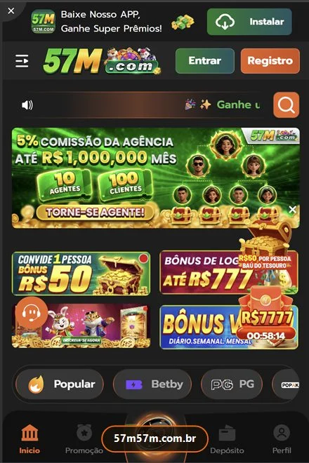 Tela inicial do app 57M